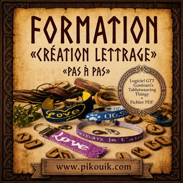 Apprenez à créer facilement vos propres lettrages pour le tissage aux cartes. Une formation digitale, accessible aux débutants, pour concevoir des lettres harmonieuses et personnaliser vos galons avec style.